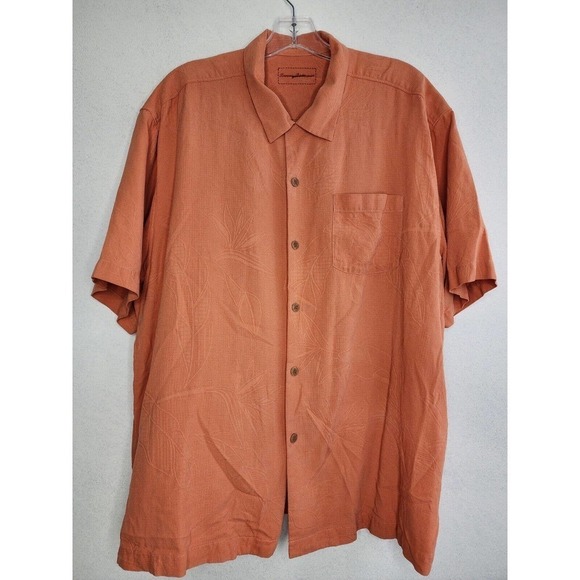 Tommy Bahama Mens Coral 100% Silk Short Sleeve Button Down Hawaiian Shirt XL - Picture 1 of 15